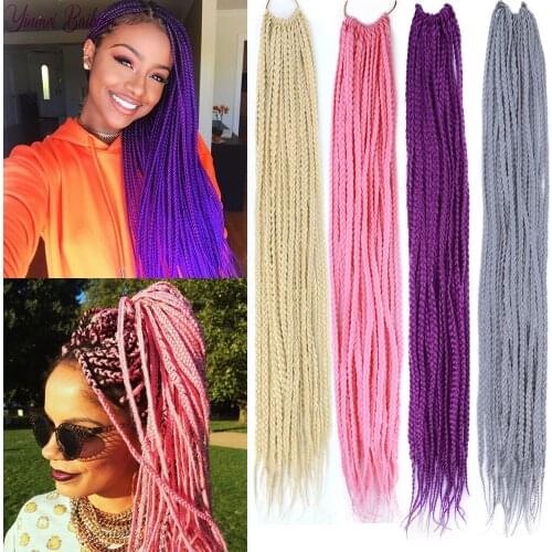 Yinmei Baibian 22inch Rainbow Pink Box Braids Hair Synthetic Colored Crochet Box Braided Hair for African Ombre Pink Brown Hair