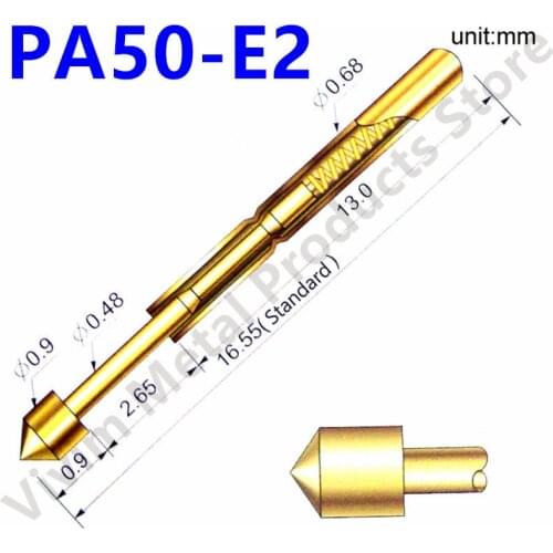 100PCS PA50-E2 Electronic Test Spring Test Probe Length 16.55mm Metal Test Needle Test Accessories Nickel Plated Probe Tool