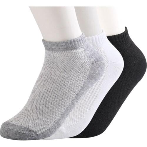 20Pcs=10Pairs Man Women Socks White Black Grey Ankle Socks Net Hole Style Breathable Trainer Liner Ankle Socks Men