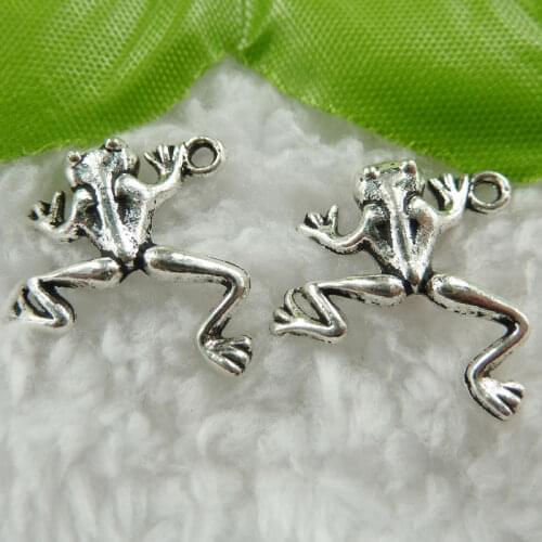 200 pieces antique silver frog charms 19x17mm #468