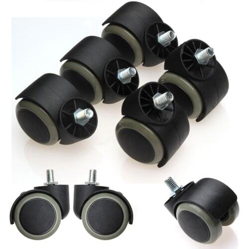 4Pcs 2'' Inch Black&Brown Plastic Caster Heavy Duty Furniture Robber Spring Swivel Wheels For Office Chair