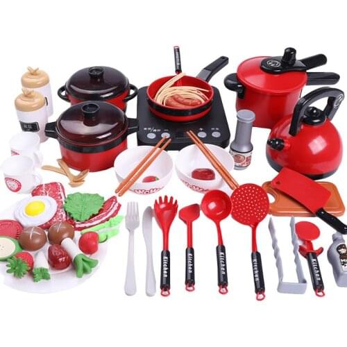 50pcs/set Children Mini Kitchen Toy Cookware Hot Pot Pan Kids Pretend Cook Play Toy Simulation Kitchen Utensils Toys Kids Gift