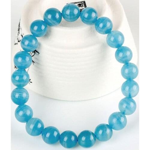 7-12mm Natural Blue-Veins Stone Quartz Crystal Bracelet AAA