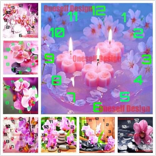 Diamond mosaic sale clock flower 5d diamond painting full square clock flower diamond embroidery sale clock home Christmas gift