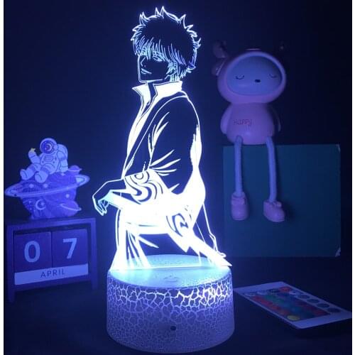Anime Gintama 3d Lamp Sakata Gintoki Figure Nightlight Kids Manga Gift Night Light Lamp Office Room Decoration