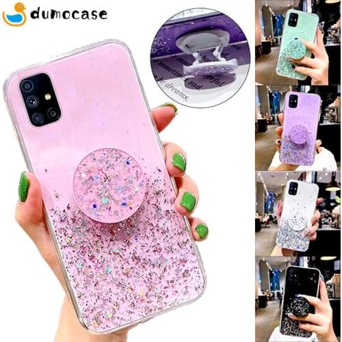 Glitter Stand Case For Samsung Galaxy A51 S21 S20 FE Ultra S10 Plus A50 A70 A71 A21s S9 A52 A12 A72 A11 A20e A41 A31 Cover Coque