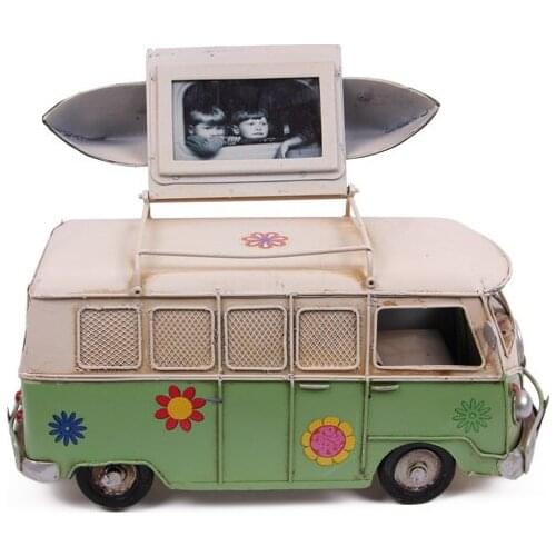 Decorative Metal Green Minibus Frame Piggy Bank-Trinket, Miniature, Gift,Nostalgic,Vintage, handmade Hand Painted Quality Durable