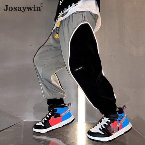 Children Pants for Boys Kids Teenagers Students Kids Pants Elastic Waist Popular Sport Patchwork Streetwear Long Trousers