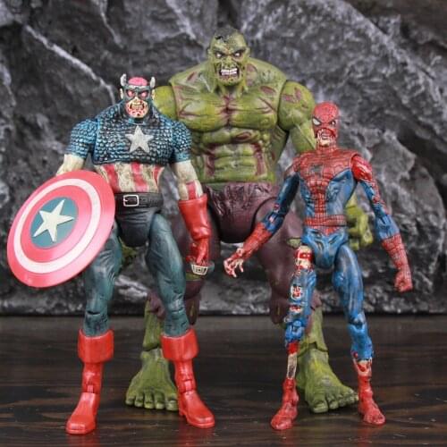 Zombie Hulk Captain America Spider Man 7" Action Figure KOs Toybiz Marvel Select DST Toys Doll What If Zombies Super Hero Model