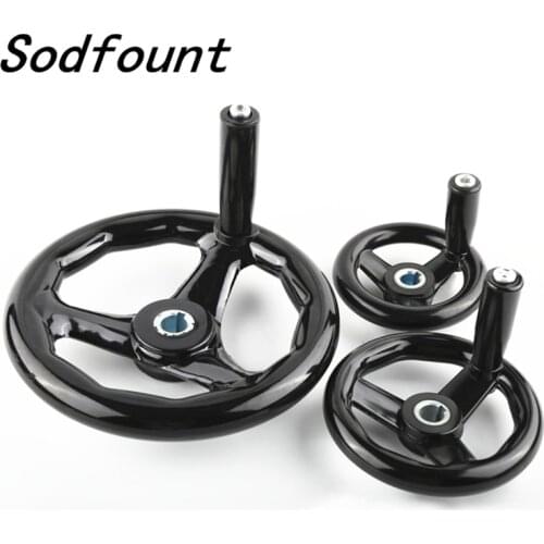 1pcs Black Milling Machine Lathe CNC 3D Printer Spoked Hand Wheel Round bakelite three hand wheel 100 125 160 200 mm