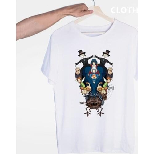 Miyazaki Hayao Howls Moving Castle T-shirt O-Neck Short Sleeves Summer Casual Fashion Unisex Men And Women Tshirt
