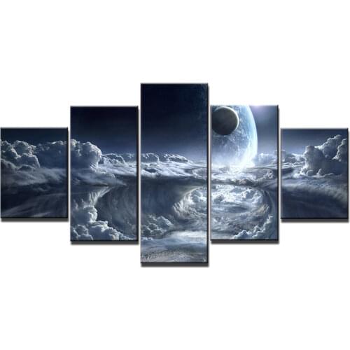 HD Printed 5 Piece Canvas Art Alien Planet Moons Space Wall Pictures for Living Room Free Shipping ny-7440C