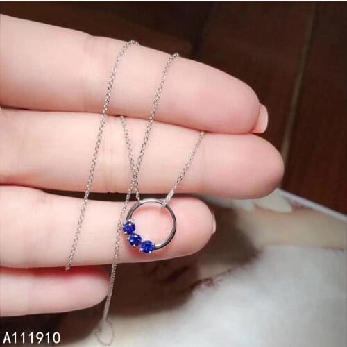 KJJEAXCMY fine jewelry 925 sterling silver inlaid Natural sapphire Womens pendant necklace supports detection popular noble