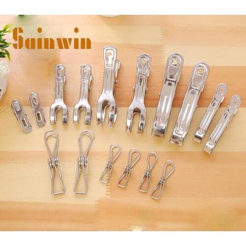 Sainwin Stainless Steel Pants And Clothes Clips Metal Clips for Hanger Socks Underwear Strong Clip 20pcs/5pcs/6pcs/7pcs/8pcs