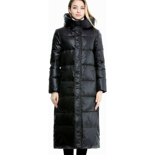 Women Long Down Jacket Hooded White Duck Down Jackets Women Thick Warm Parkas Winter Snow Overcoat Long Coat
