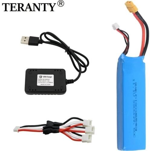 11.1V 3300mAh lipo battery and charger for large capacityRC boat battery for UDI 903/908 brushless speedboat model aircraft
