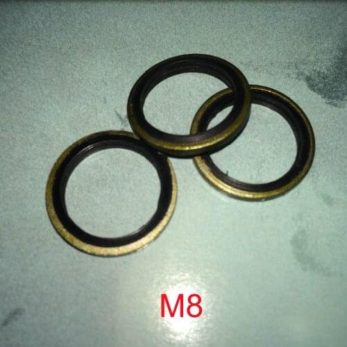 100 PCS Metal Rubber Bonded Oil Drain Washer O Ring Seal Gasket Fit M8