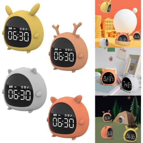 Cute LED Digital Alarm Clock with Snooze & Timer, 2 Alarm Sounds, USB Charger, Bedside Clock for Bedrooms, Study Room , Desk