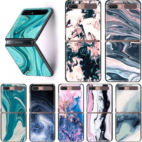 Fashion Art Marble Pattern Phone Case for Samsung Galaxy Z Flip 3 PC Hard Protective Cover Z Flip 3 5G Split Shockproof Coque