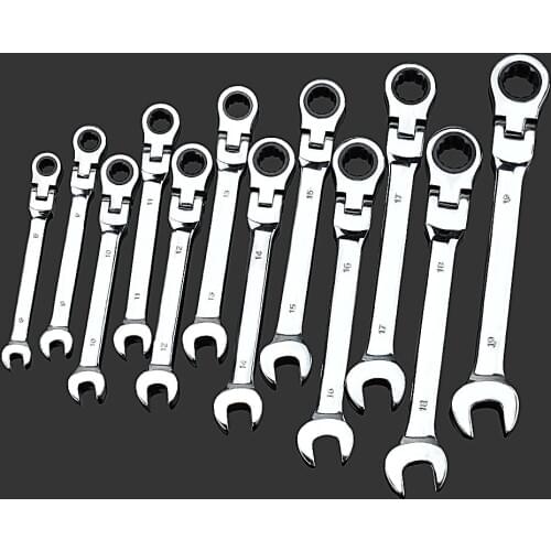 Double End Wrench Tool Set Flexible Head Combination Ratchet Wrench Dual-use Adjustable Wrench Chromium-vanadium Steel