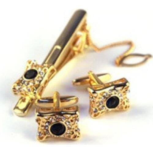 Mens cuff links & tie clip sets sleeve button cuff button stickpin set tie bar cuff-link suit shirt accessories 5 colors