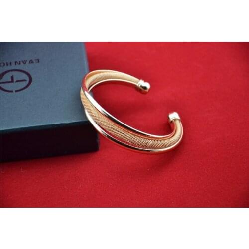 2015 New fashion Rose Gold filled Bangle Bracelet tungsten steel wedding jewelry open size