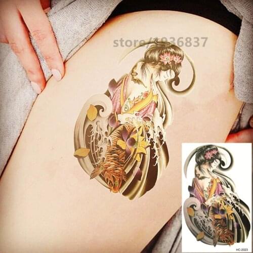 Nu-TATY Waterproof Temporary Tattoo Sticker 9 Set Sexy Beauty Portrait Series Big Pattern Beauty And Fish Carp Geisha