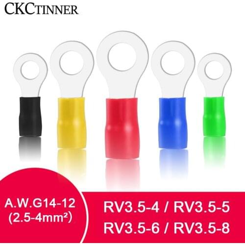 100Pcs A.W.G 14-12 RV Crimp Terminal Insulated Ring Wire Connectors Wiring Terminals Circular Round Cold Press Cable End Connect