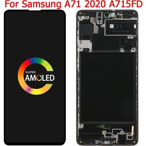 Original A715FD LCD For Samsung Galaxy A71 2020 Display With Frame 6.7" SM-A715F A715 LCD Touch Screen Display Panel Assembly