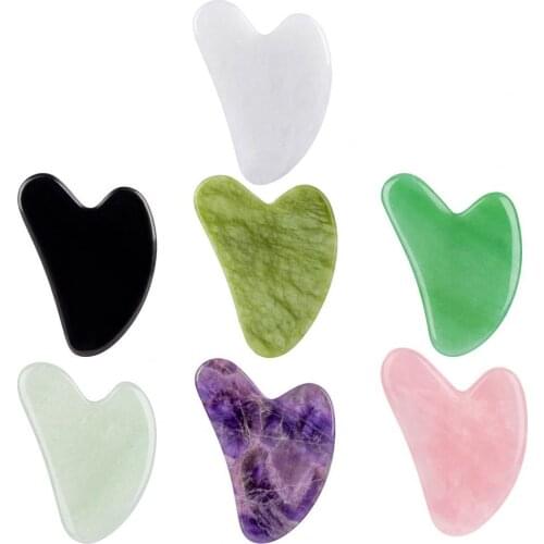 Guasha Supplies Heart-Shaped Body Massage Faux Jade Face Massage Scraper Board for Body