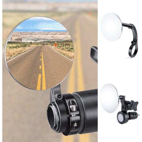 Bicycle Handlebar Mirror with LED Light Round Rearview Mirror Angle-adjustable Stainless Steel Reflector Mirror Cycling Supplies