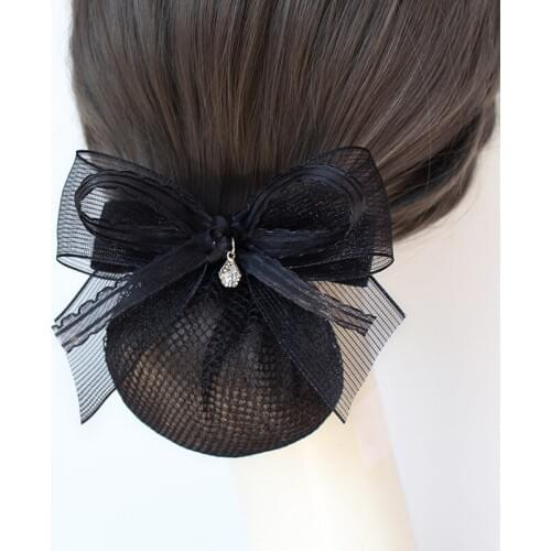 Ladies Ribbon Bow Hairgrips Elegant Fabric Hair Clip Hairpin Detachable Bank Nurse Staff Snood Net Bun Girls Hair Accessories