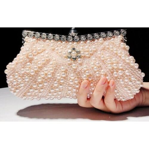 Women Clutch Bag 2021 New Ladies Pearl Rhinestone Party Bag Woman Black Fashion Wild Female Coin Purse