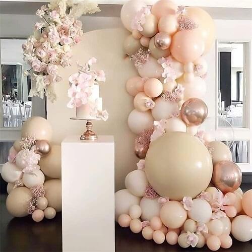 134pcs Macaron Orange Metallic Rose Gold Balloon Arch Garland For Festival Picnic Family Engagement Wedding Birthday Party Decor