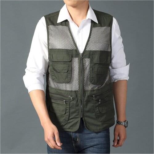 2PCS Fishing Vest Outdoor Quick-Dry; Multi Pockets Mesh Vest Fishing Hunting Waistcoat TOPIND Travel Jackets