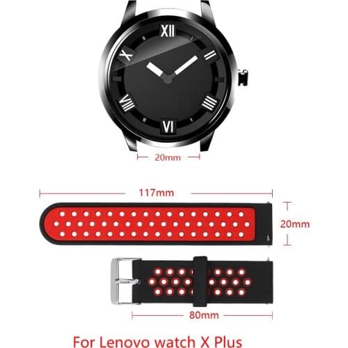 20mm Soft Silicone strap For Lenovo watch X Plus Replacement wristband Two-color Lenovo watch Sports strap adjustable size