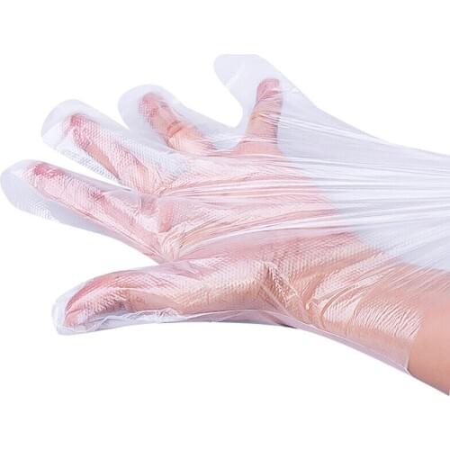 200Pcs Disposable Transparent Gloves Plastic Standalone package PE glove Used for Child food BBQ Protect Cleaning gloves
