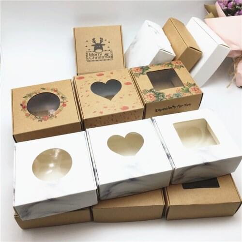 24pcs/lot 6 sizes Box For Gift Christmas Packing Gift Box Handmade Soap Candy For Wedding Decorations Event Party Supplies