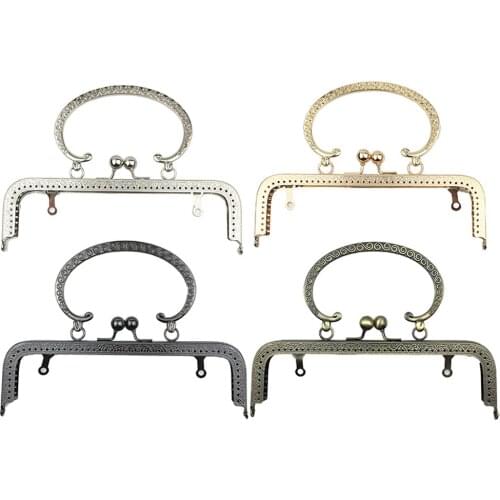 3PCS 20cm Square Embossed Purse Bag Frames Handbag Clutch Kiss Clasps Handles with Semicircle Wrist DIY Handmade Sewing Parts