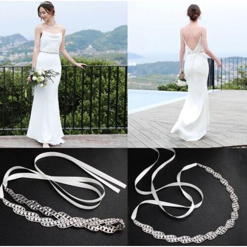 40GC Women Bridal Twist Braided Rhinestone Applique Waist Belt Wedding Dress Sash Jewelry Bridesmaids Evening Gown Beaded