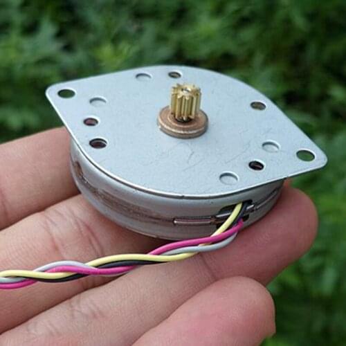 44MM Two Phase Four Wire Ultra-thin Stepper Motor, 10-Copper Gear, 0.5 Modulus DC 12V 3.6 Degree Stepper Motor Shaft Dia 1.5MM