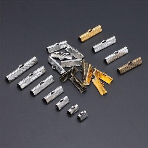50pcs 8~35mm Cord Crimp End Beads Buckle Clasp Cord Flat Cover Clasps Bracelet Connectors Jewelry Findings & Components