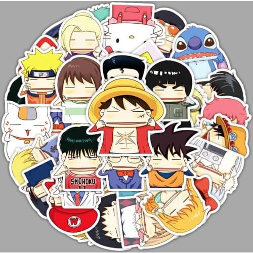 50pcs Cartoon Anime Holding Face Action Graffiti Stickers Suitcase Laptop Mobile Phone Guitar Waterproof Stickers Toy