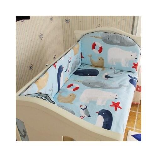 Promotion! 5PCS newborn baby bedding set ,cotton crib bedding set Bedclothes cama infantil (4bumpers+sheet)
