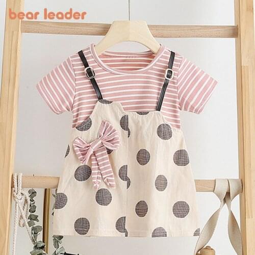 Bear Leader Kids Girls Casual Striped Dresses New Summer Fashion Newborn Baby Cute Princess Costumes Toddler Princess Clothes