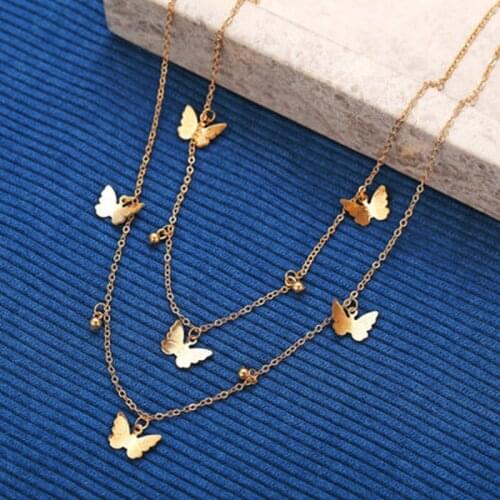 Bohemian Cute Butterfly Choker Necklace For Women Gold Silver Color Clavicle Chain 2020 Fashion Female Choker Jewelry