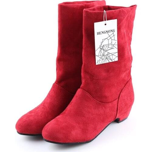 Women Boots Scrub Wedge Martin Boots Autumn Winter Fashion Female Stretch Cotton Fabric Flat Shoes Women Winter Boots