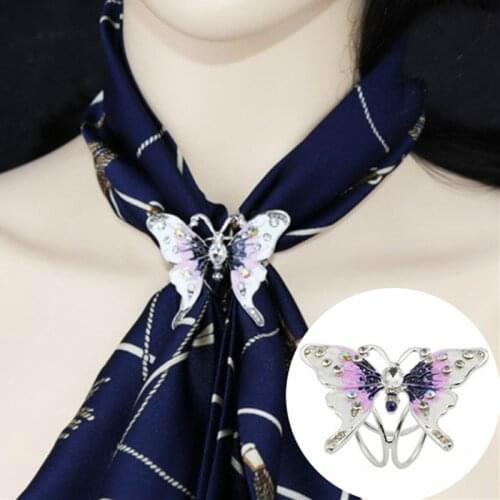 Butterfly Brooch Rhinestone Brooches Scarf Buckle for Women Fashion Bijouterie Wedding Decoration Animal Corsage Gifts