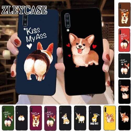 Super Cute Corgi Sexy Cartoon Dog Ass Phone Case For Samsung Galaxy A50 A10 A20 A20E A20S A30S A40 A51 A70 A30 A6 A7 A8 Shell