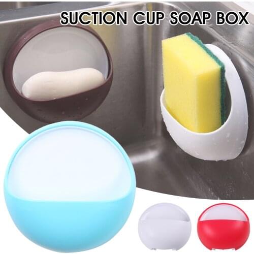 Soap Holder Wall Mount Suction Cup Soap Bar Box Multifunction Organizer Kitchen Sponge Dish Brush Holder Storage Box Dropship